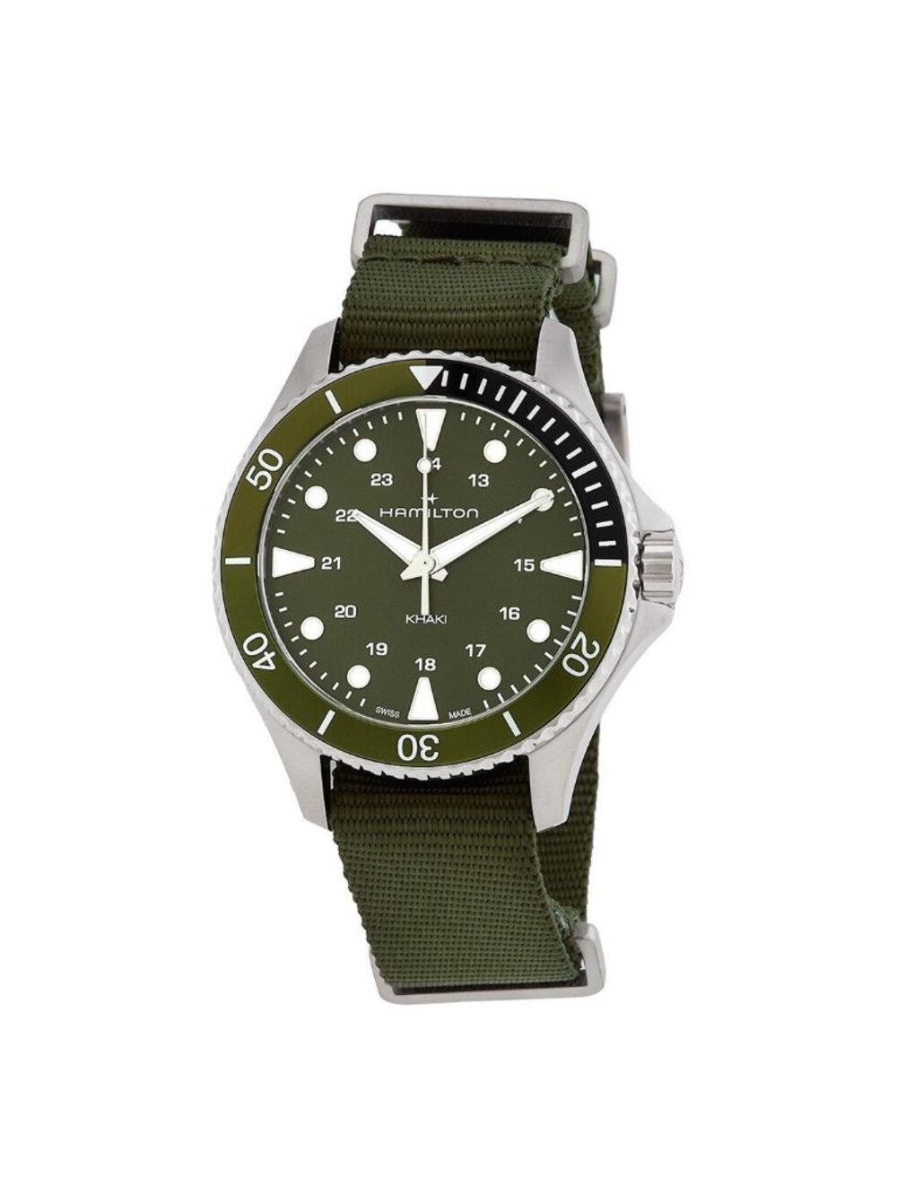 NWT Hamilton Khaki Navy Scuba Quartz Green Dial Watch